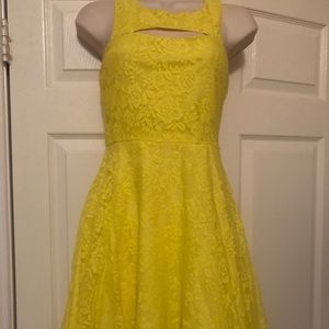 Bar III small yellow lace skater racerback dress